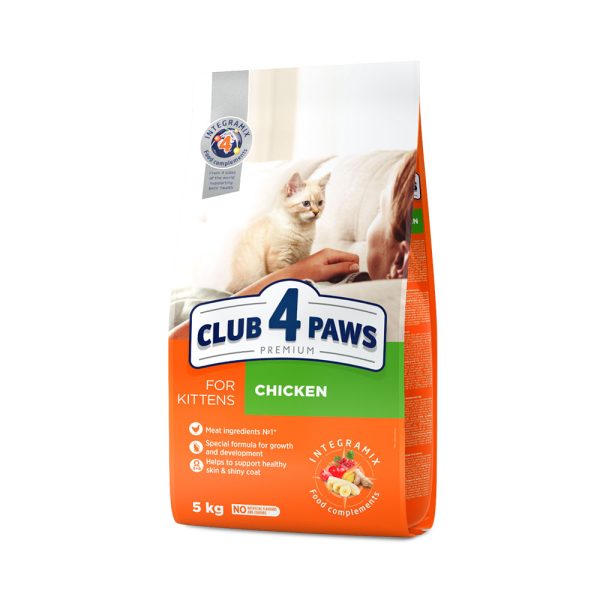 CLUB-4-PAWS-Премиум-Сухой-корм-для-котят-с-Курицей.-5-кг