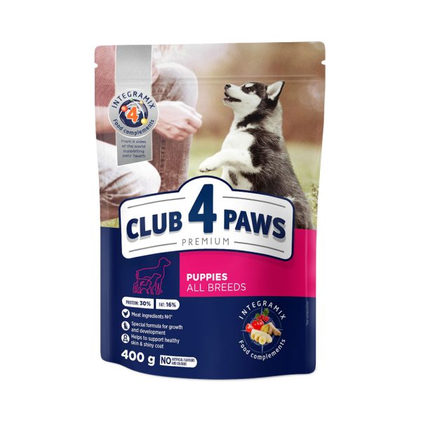 CLUB-4-PAWS-Премиум-Сухой-корм-для-щенков-всех-пород-со-вкусом-курицы.-0.4-кг