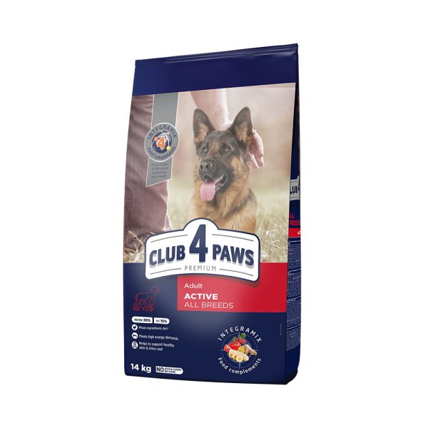 CLUB-4-PAWS-Премиум-Сухой-корм-для-взрослых-активных-собак-всех-пород.-14-кг