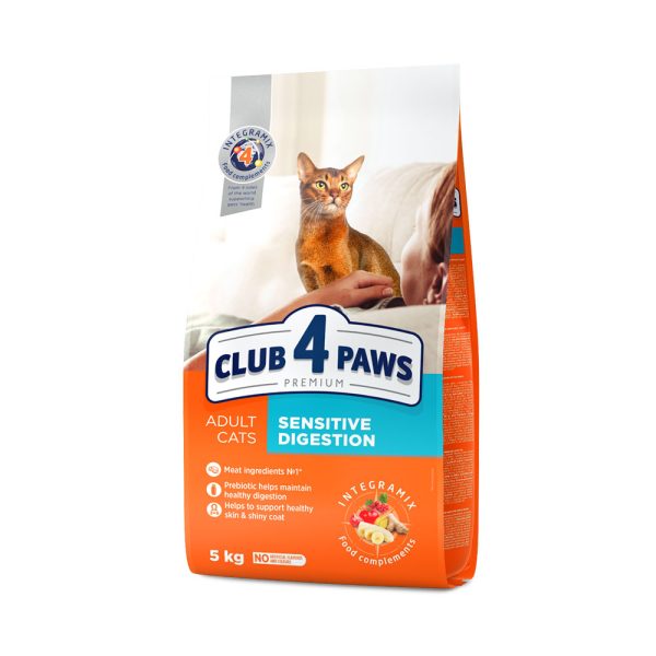 CLUB-4-PAWS-Премиум-Сухой-корм-для-взрослых-кошек-с-чувствительным-пищеварением.-5-кг