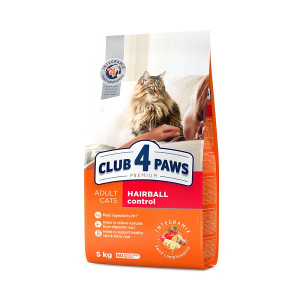 CLUB-4-PAWS-Премиум-Сухой-корм-для-взрослых-кошек-с-эффектом-выведения-шерсти.-5-кг