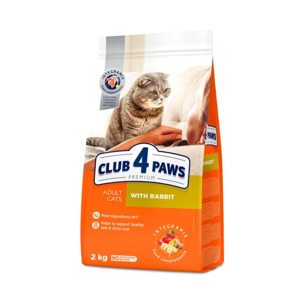 CLUB-4-PAWS-Премиум-Сухой-корм-для-взрослых-кошек-с-кроликом.-2-кг