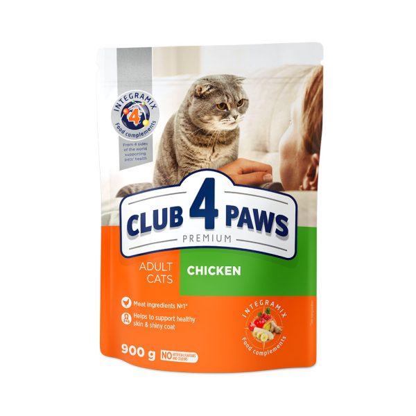 CLUB-4-PAWS-Премиум-Сухой-корм-для-взрослых-кошек-с-курицей.-0.9-кг