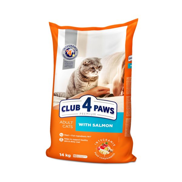 CLUB-4-PAWS-Премиум-Сухой-корм-для-взрослых-кошек-с-лососем.-14-кг