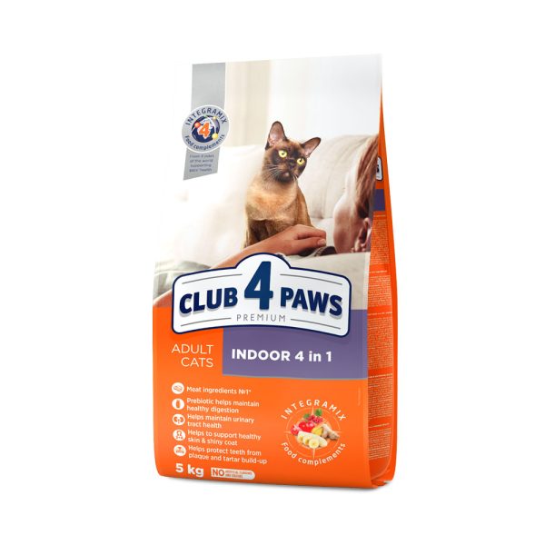 CLUB-4-PAWS-Премиум-Сухой-корм-для-взрослых-кошек-живущих-в-помещении-4в1.-5-кг