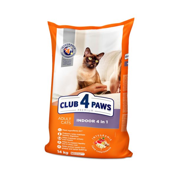 CLUB-4-PAWS-Премиум-Сухой-корм-для-взрослых-кошек-живущих-в-помещении-indoor-4в1.-14-кг
