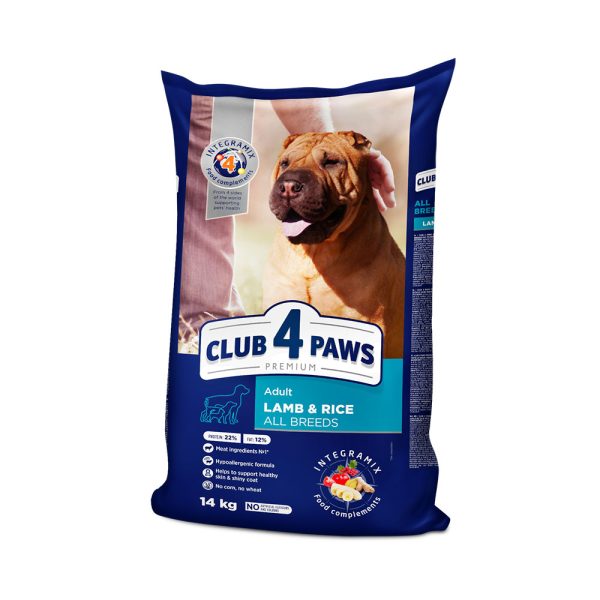 CLUB-4-PAWS-Премиум-Сухой-корм-для-взрослых-собак-мелких-пород.-Ягненок-и-рис.-14-кг