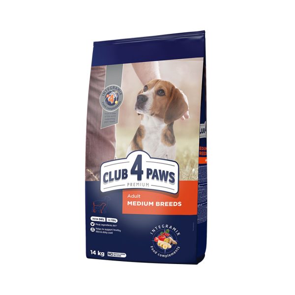 CLUB-4-PAWS-Премиум-Сухой-корм-для-взрослых-собак-средних-пород.-14-кг