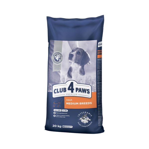 CLUB-4-PAWS-Премиум-Сухой-корм-для-взрослых-собак-средних-пород.-20-кг