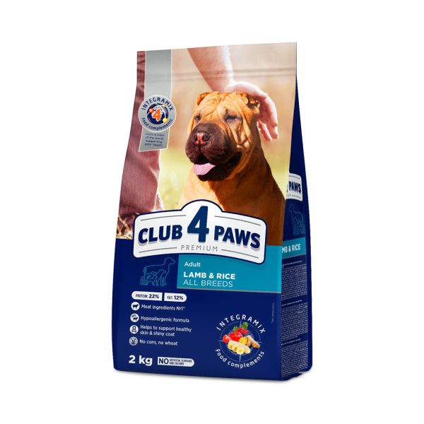 CLUB-4-PAWS-Премиум-Сухой-корм-для-взрослых-собак.-Ягненок-и-рис.-2-кг