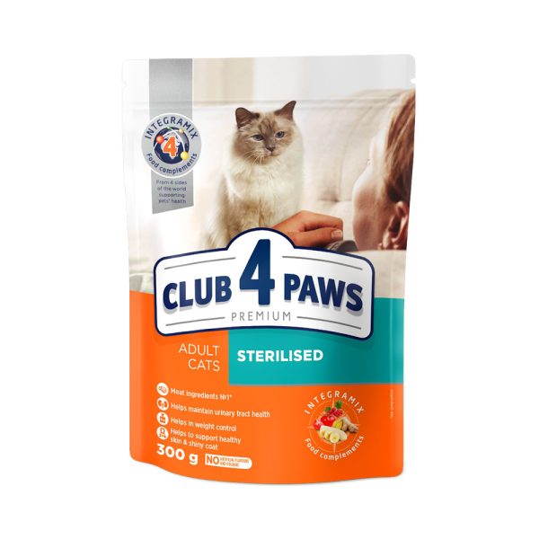 CLUB-4-PAWS-Премиум-Сухой-корм-для-взрослых-стерилизованных-кошек.-0.3-кг