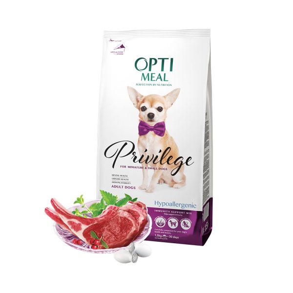 OPTIMEAL ™. Гипоаллергенный полнорационный сухой корм для взрослых собак миниатюрных и малых пород с высоким содержанием ягнятины и рисом 1.5 кг