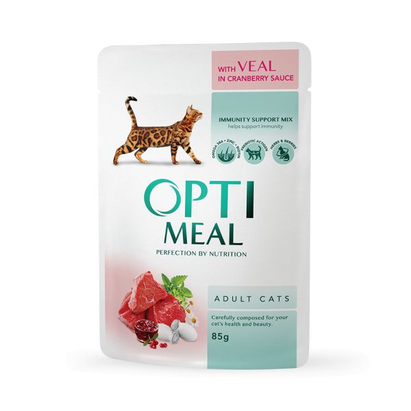 OPTIMEAL-™.-Conserve-complete-pentru-pisici-adulte-cu-vitel-in-sos-afine.-Pachet-12-buc.-0,085-kg