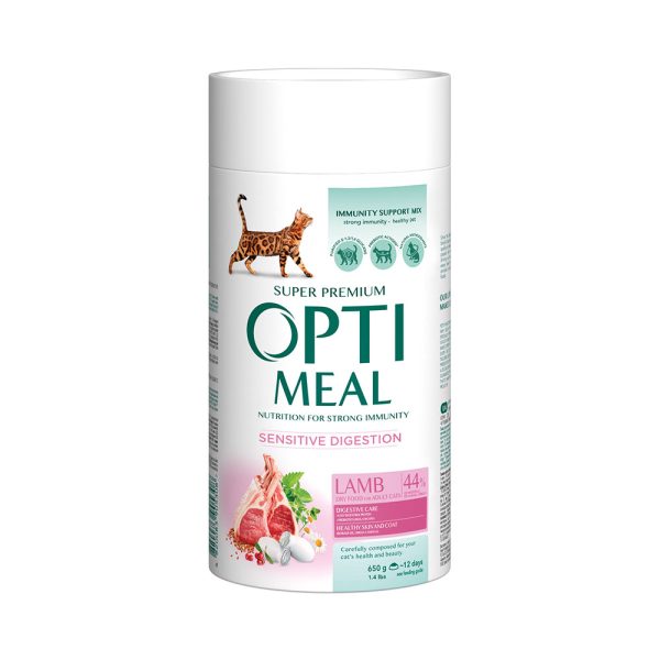 OPTIMEAL™.-Полнорационный-сухой-корм-для-взрослых-кошек-с-чувствительным-пищеварением-–-ягненок-0.65-кг