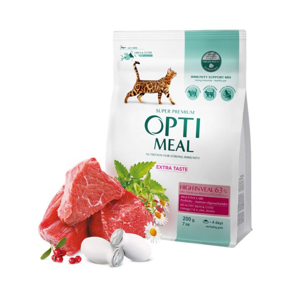 OPTIMEAL™.-Hrana-uscata-completa-pentru-pisici-adulte-–-vitel-0,2-kg